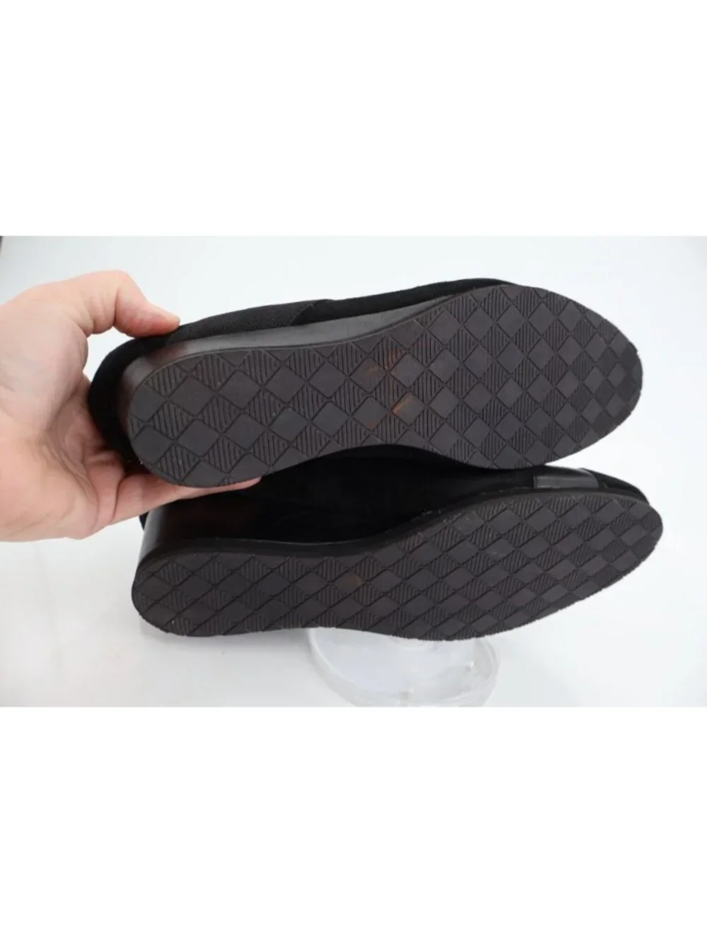 Earthies Women's Bondy Pump Size 10 Black Leather Wedge Slip On Shoes Bootie